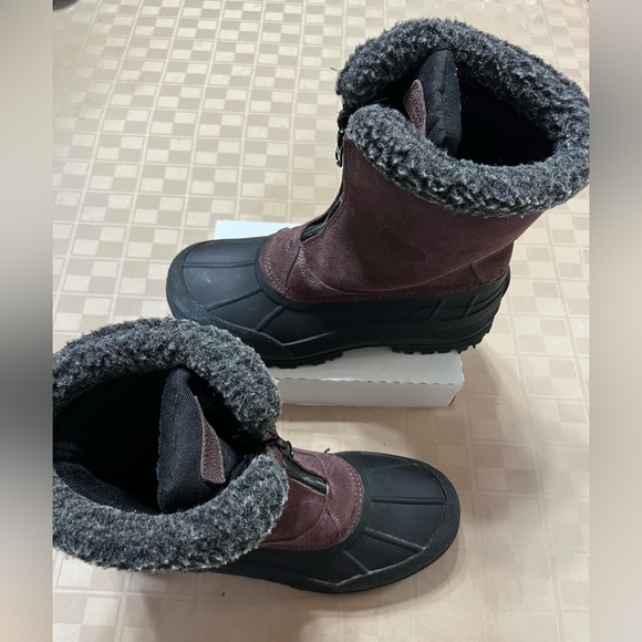 TAMARACK MEN'S BLACK Maroon Zip Up‎ Leather WATERPROOF WINTER BOOTS SIZE 10 - Picture 1 of 7